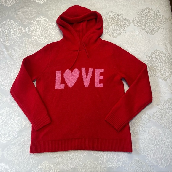 Cupcakes & Cashmere Hooded Knit LOVE Sweater Red Size Medium - Picture 4 of 12